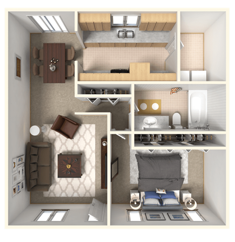 a floor plan of a 1 bedroom apartment